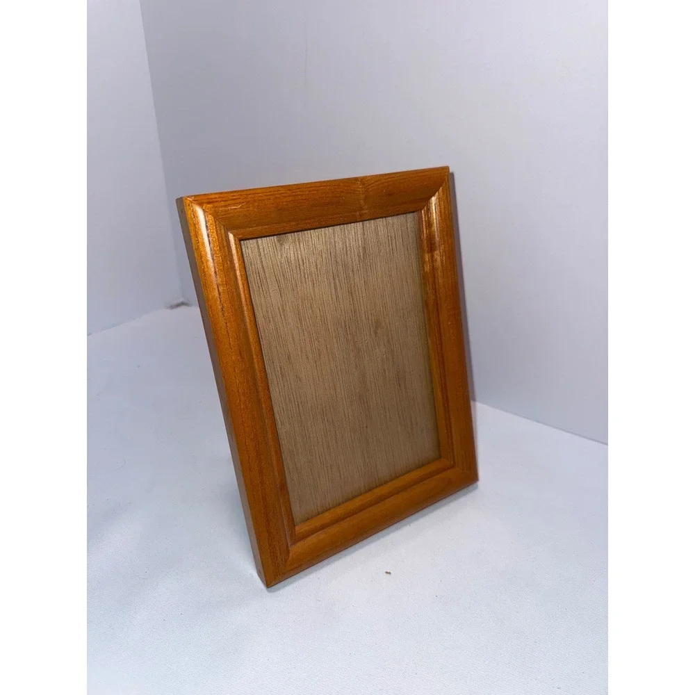 Vintage Honey Oak Wood Picture Frame 5x7 Tabletop Display Beveled Edge Glass